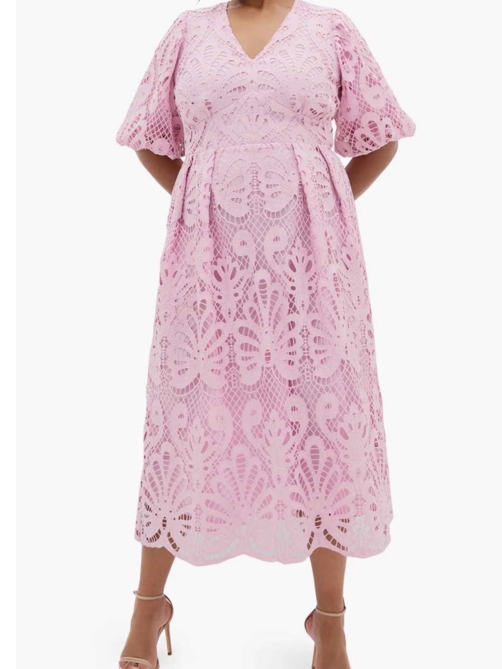 City Chic Pink Lace Midi Dress